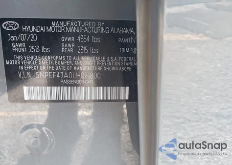 2020 Hyundai Sonata Sel из США, поврежденный, VIN 5NPEF4JA0LH021800